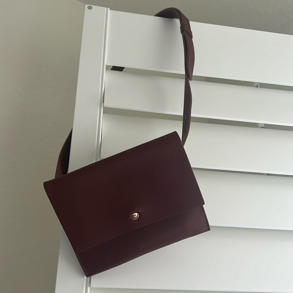 Crossbody leather bag, fanny pack, converts to clutch and belt